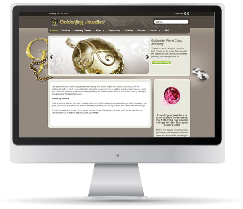 Goldenlink web site designed and developed by Artful