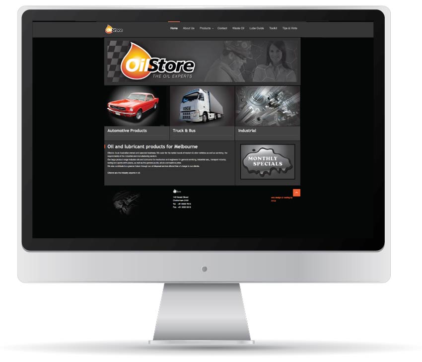 Oilstore web site designed and developed by Artful